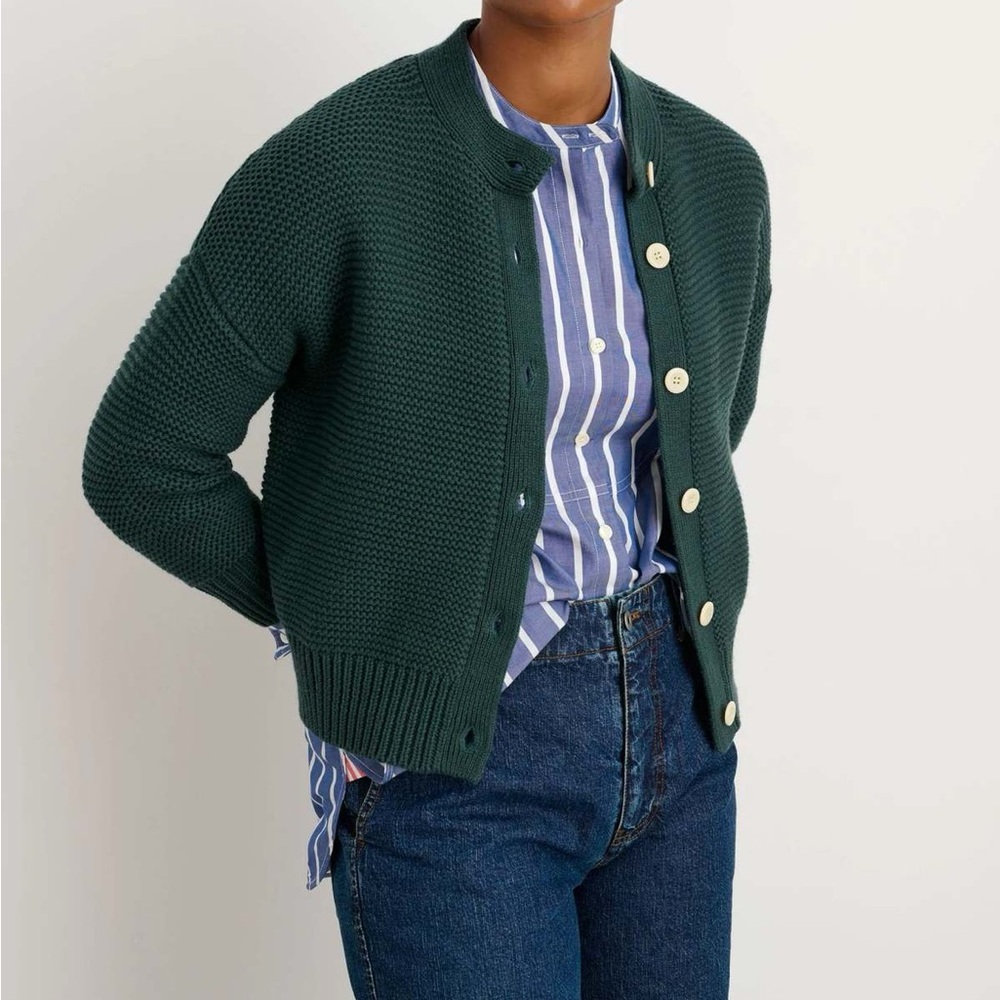 Alex Mill Dark Spruce Green Nico Chunky Cardigan Sweater